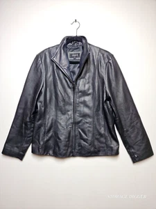 Colebrook Women's 100% Leather Full Zip Black Jacket Pockets Lined Size L - Picture 1 of 18