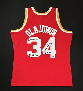 Hakeem Olajuwon Signed Rockets Mitchell & Ness Swingman Jersey BAS 2x NBA Champ - Picture 1 of 5