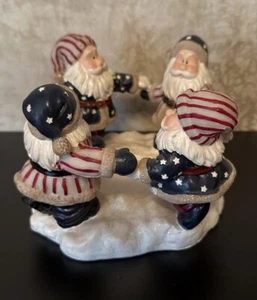 Vintage 2002 Home Interiors Santa patriotisch rot weiß blau Kerzenhalter - Bild 1 von 10