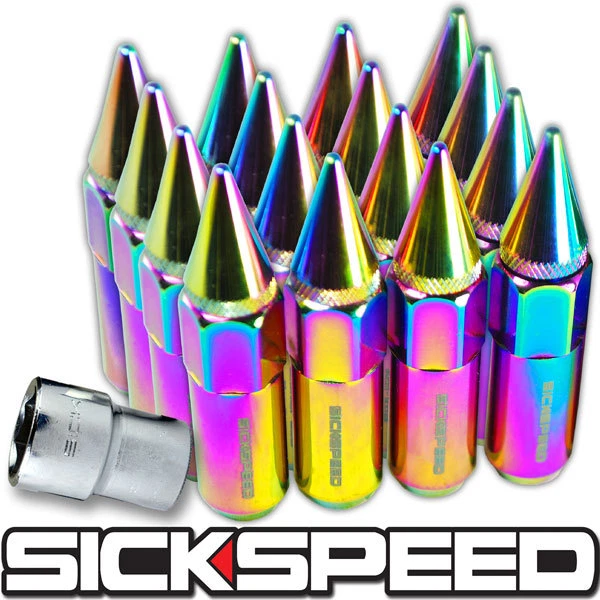 SICKSPEED 16 NEO CHROME SPIKE ALUMINUM 60MM EXTENDED LOCKING LUG NUTS 1/2x20 N30 - Image 1 of 1