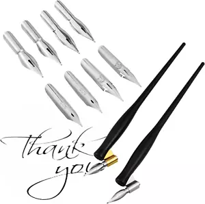 Oblique Calligraphy Dip Pen Set with 8 Nibs and Dual Holder Included - Picture 1 of 12