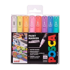 Paquete de 8 marcadores de colores pastel Uni Posca PC-1M - juego de bolígrafos acrílicos a base de agua - Imagen 1 de 1