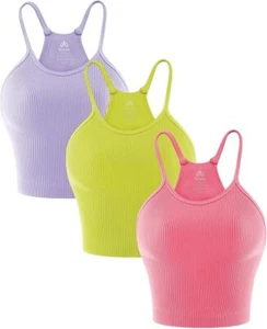 Sunzel Free to Be Tank, Crop Ribbed Lilcac Sprout Pink (3 Stück) - Ernte - Bild 1 von 5
