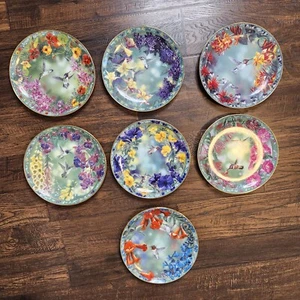 (7) Vtg Bradford Exchange Precious Visions Janene Grende 8” Hummingbird Plates - Picture 1 of 18