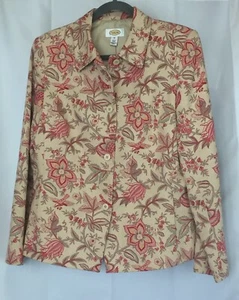 Talbots size 10 lined jacket tan with floral button down - Picture 1 of 5
