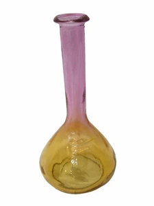 (24123) JARRON FLORERO BOTELLA CRISTAL REDONDA AMARILLO VIOLETA MEDIANO - Picture 1 of 1