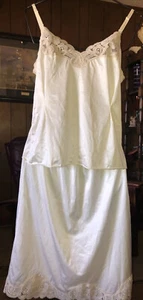 VTG Vanity Fair Half Slip Camisole Set Small Ivory Nylon Lace Cami Lingerie - Picture 1 of 12