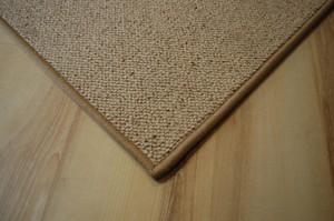 Schurwolle Teppich umkettelt beige 150 x 200 cm 100% Wolle gekettelt