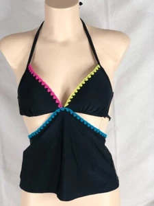 Para mujer Nuevo con etiquetas Hula Miel Látigo Puntada Recorte Negro Tankini Top Talla XS - Imagen 1 de 5