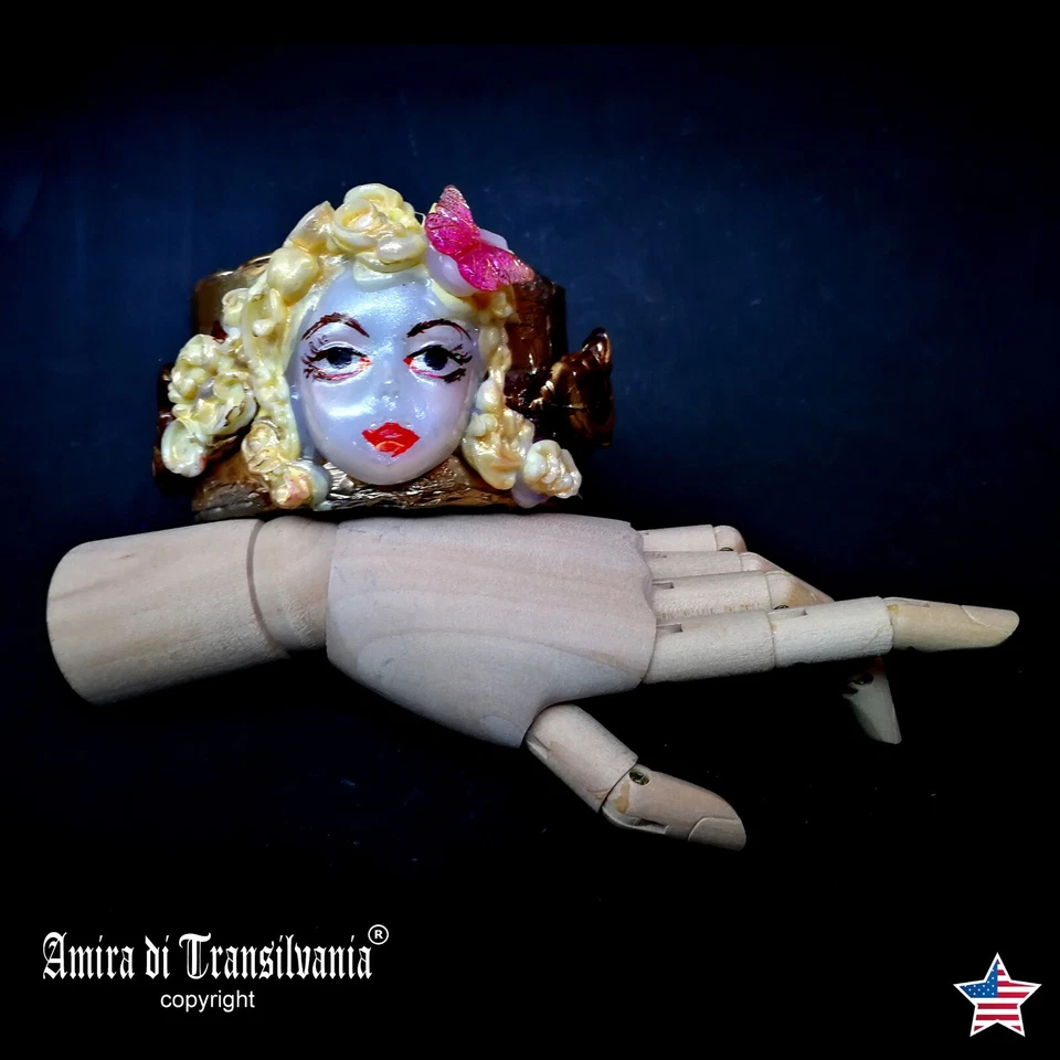 Rigid Bracelet Armlet Jewelry Woman Luxury Brand Cuff Bangle Doll Head Sculpture - Image 1 of 4