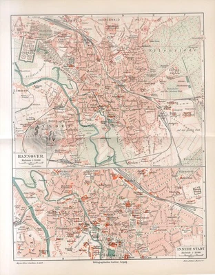 LOTE x4 MAPAS 1887-1898 CIUDADES ALEMANAS HAMBURGO HANNOVER LEIPZIG MAGDEBURGO Mapas Foto 1 de 4