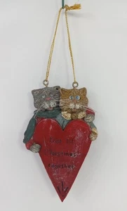 De Colección Kurt Adler Gato Corazón Adorno Nuestra 1ª Navidad Resina Rústica 4.5" - Imagen 1 de 7