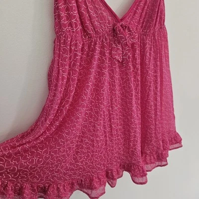 Mini Vestido Y2K Victoria Secret Hada Coqueta Cottagecore Rosa Corazón Sin Mangas Volantes Foto 1 de 4