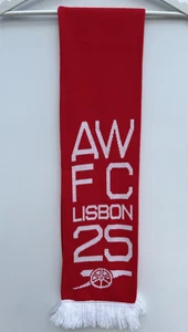 Arsenal Women Football Scarf 2025 Champions League Final Lisbon Red White - Picture 1 of 4