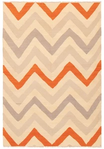 Traditional Vintage Hand Woven Oriental Carpet 4'2" x 6'0" Wool Kilim Area Rug - Picture 1 of 9