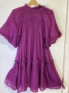 Sea New York Damen lila gesmoktes Rundhals A-Linie Kleid Gr. XXS - Bild 1 von 8