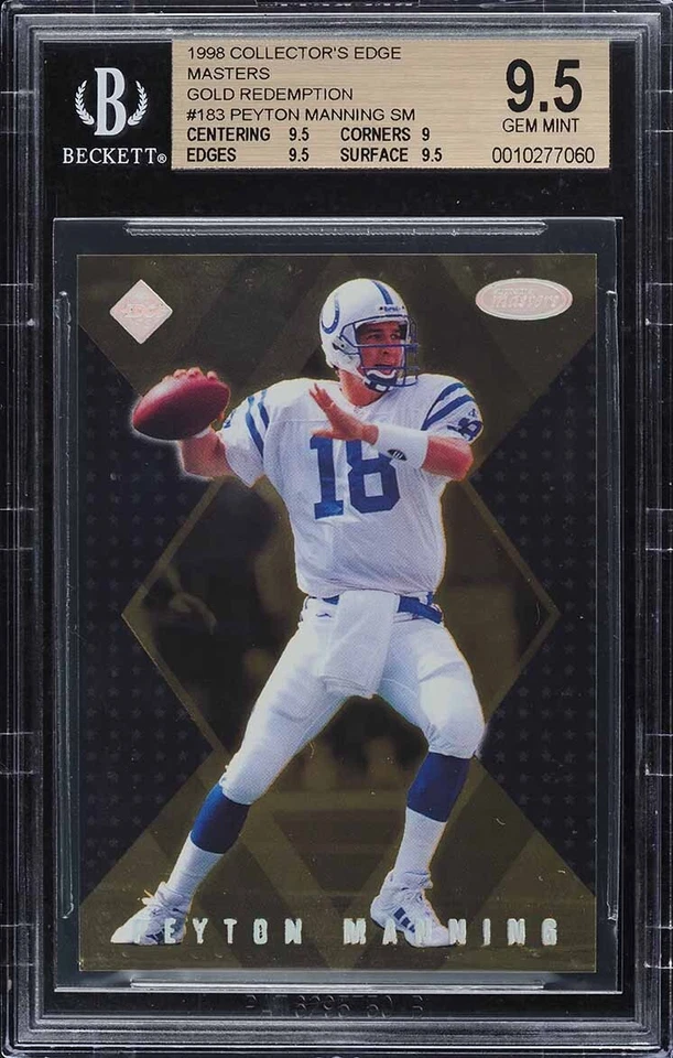 1998 Collector's Edge Masters Gold #S183 Peyton Manning RC /500 BGS 9.5 GEM MINT - Image 1 of 2