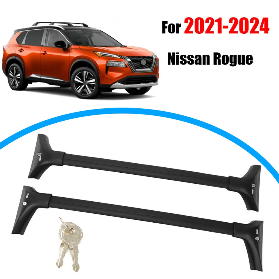Lockable Roof Rack Cross Bar Cargo Carrier Black Fit For 2021-2024 Nissan Rogue - Imagem 1 de 4