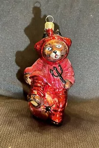 Christopher Radko “You Little Devil” Glass Halloween Bear Ornament 4-1/2” - Picture 1 of 8