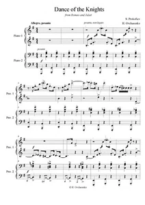 Dance of the Knights form ballet Romeo and Juliet Prokofiev piano duet PDF adva - Picture 1 of 1