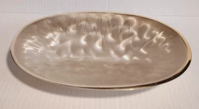 WMF-IKORA Oval Silver Plate Footed Tray Swirl Brush Retro 8" x 10.25" - Image 1 of 4