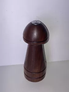 VTG Mushroom Salt Pepper Shaker Black Walnut Wood MCM - Picture 1 of 7