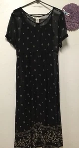 Victoria Holley Womens Rayon Slip Dress Size 6 Black Button Down Geometric  176 - Picture 1 of 1