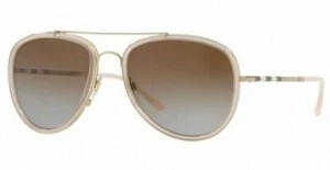 RARE POLARIZED NEW Genuine BURBERRY Beige Brown Sunglasses BE 3090Q 1246/T5 - Picture 1 of 4