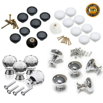 32pc Door Knobs Handles Clear Crystal Glass Cupboard Drawer Cabinet Kitchen Knob - Image 1 of 4
