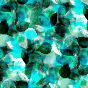 Quilting Treasures - Tree Dance - Leaves - Turquoise, Fabric by the Yard - Picture 1 of 5
