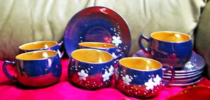 6 tazas de té y platillos florales pintados a mano de Japón... USADOS - Imagen 1 de 12