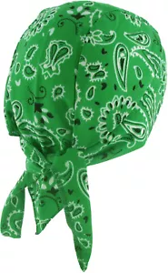 GREEN Spandex Bandana Cap Durag Hair Wrap Motorcycle Do Dew Doo Chemo Head Scarf - Picture 1 of 3