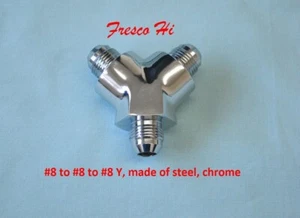 Lowrider Hydraulics Y block #8#8#8 jic ports, steel, chrome, elegant, neat - Imagen 1 de 7