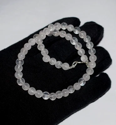 Naturale Quarzo Rosa Gemma Collana 925 Argento Sterling 12 " Stringa come Visto - Immagine 1 di 4