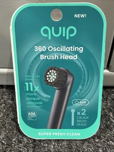 Quip 360 Oscillating Electric Soft Black 2 Toothbrush Compact Heads Refill - Picture 1 of 2