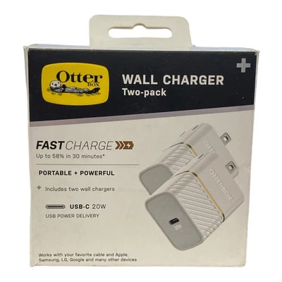 OtterBox Fast Charge USB-C Wall Charger 20W, Two-Pack - Cloud Dust White - Image 1 of 2