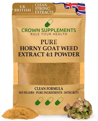 Pure Horny Goat Weed Powder Icariin Extract 4:1 | Clean | Crown Supplements