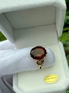 Vtg.sign 14K Solid Yellow Gold Smokey Quartz Ring ,Sz:6.5 - Picture 1 of 7