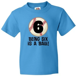 Inktastic 6th Birthday Baseball 6 Year Old Youth T-Shirt Six Boys Kids Sports Im - Picture 1 of 5