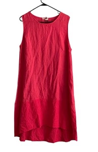 Terzo Millennio Linen Dress XL Italy Midi Eyelet Lagenlook Sleeveless Red NWT - Picture 1 of 9