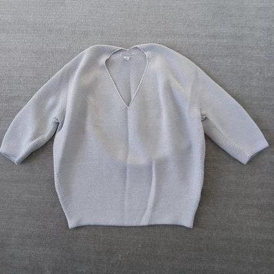 Uniqlo Sweater Women S Blue Birdseye Knit V Neck Cotton Minimalist Classic 3/4 - Image 1 of 4