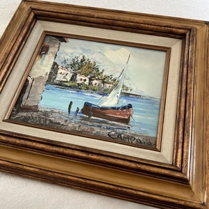 Oil Painting Original By Camprio In Custom Frame Villa Sailboat - Picture 1 of 22