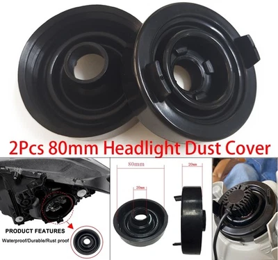 2X 80mm Car Headlight Dust Housing Cover Kit For Headlamp HID LED Bulb Seal Cap - Image 1 of 4