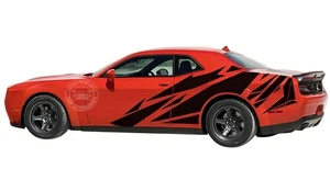 Distorted Stripes Graphics Decal For Dodge Challenger Trunk Side Vinyl Stickers - Picture 1 of 5