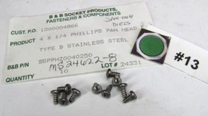 4 x 1/4" (10) Philips Pan Head S/S Bolts lot MS24622-8 #13 - Picture 1 of 4