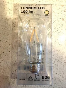 💡IKEA Lunnom 604.534.75 LED BULB E26 100 Lm Globe Clear Glass Edison Style Bulb - Picture 1 of 5