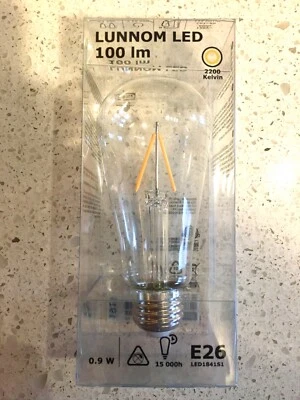 💡IKEA Lunnom 604.534.75 LED BULB E26 100 Lm Globe Clear Glass Edison Style Bulb - Image 1 of 4