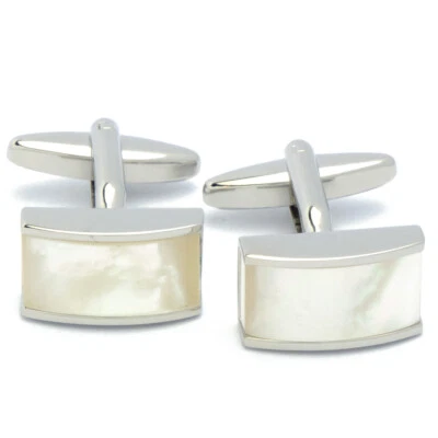 Gemelli - rettangolo in argento con madreperla bianca - Immagine 1 di 4