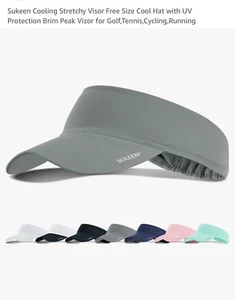 Sports Sun Visor Men Women Lightweight Packable Cooling Stretchy One Size Grey - Picture 1 of 5