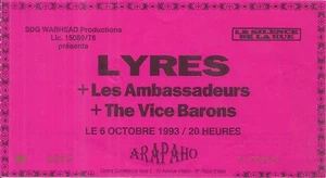 RARE / TICKET BILLET DE CONCERT - LYRES : LIVE A PARIS ( FRANCE ) 1993 PLACE - Picture 1 of 3